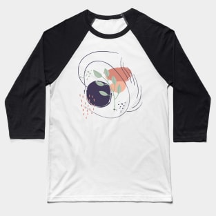 Abstract shapes lines and leaves digital design Baseball T-Shirt
